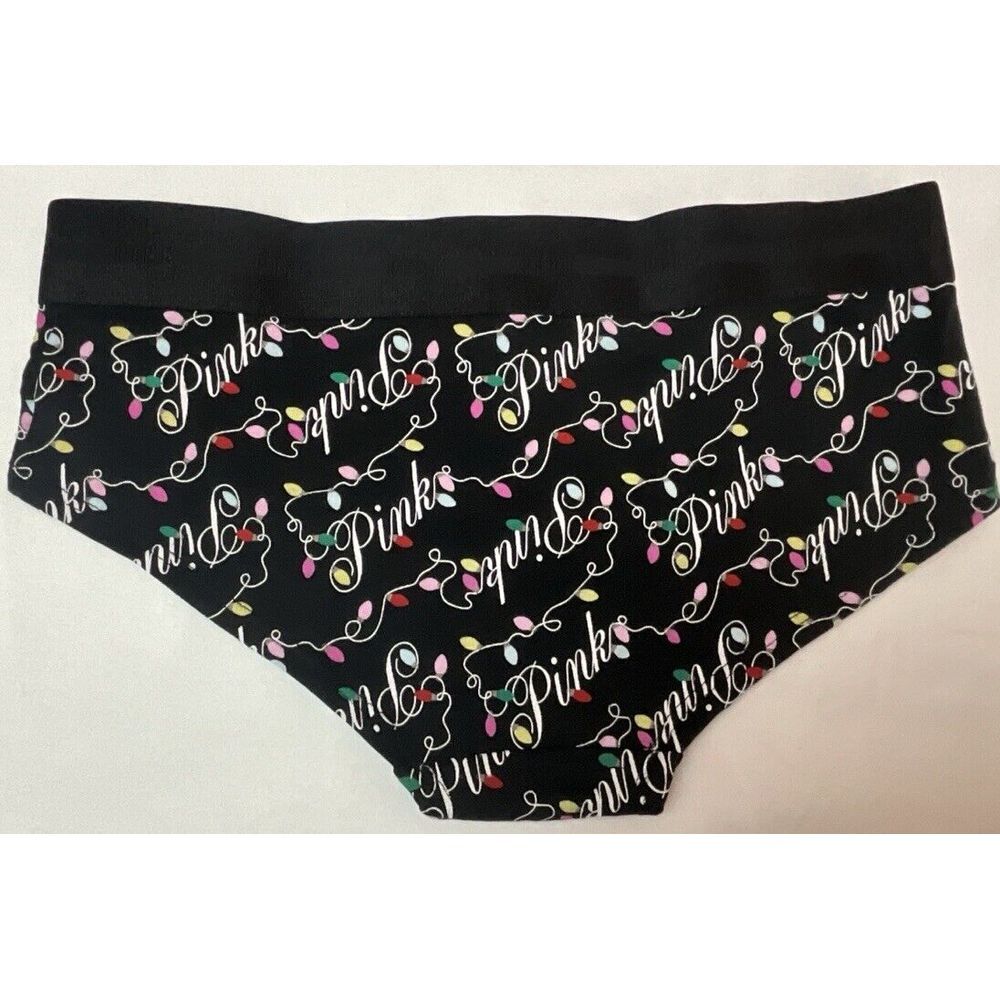 New Victoria's Secret PINK Holiday Lights Logo Waistband Hipster Panty ~Size M - Picture 3 of 3